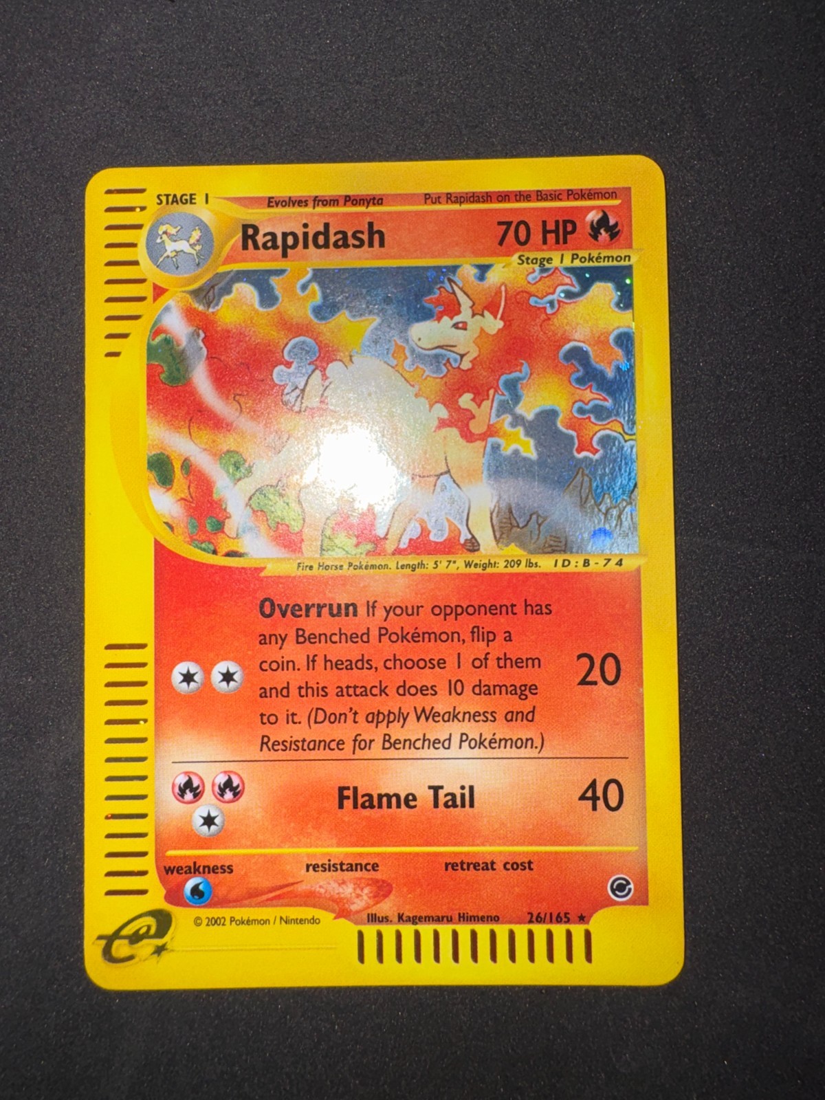 2002 Rapidash 26/165 Expedition Holo Rare E-Reader WOTC Pokemon English