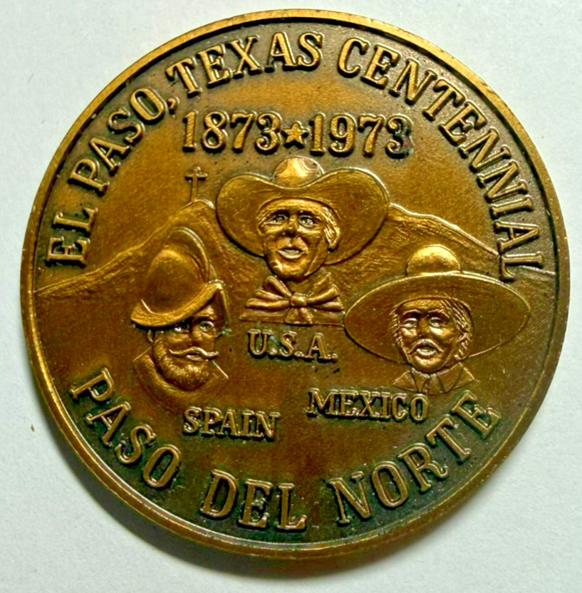 Vintage El Paso Texas Centennial Coin Old Spanish Trail Gateway Mexico 1873-1973 Vintage El Paso Texas Centennial Coin Old Spanish Trail Gateway Mexico 1873-1973