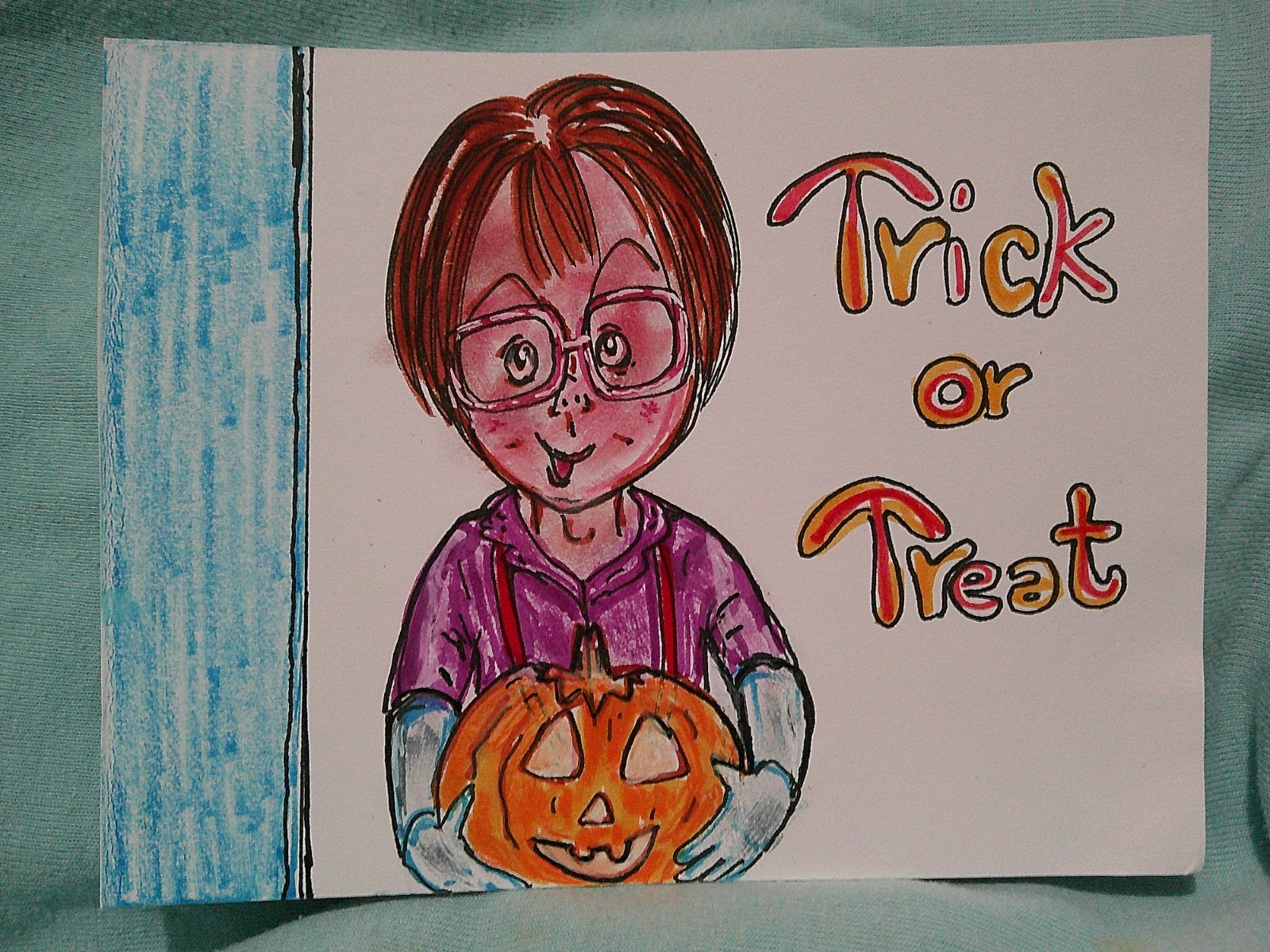 Vintage Style Halloween Greeting Card - Cute Trick or Treater - Handmade Vintage Style Halloween Greeting Card - Cute Trick or Treater - Handmade