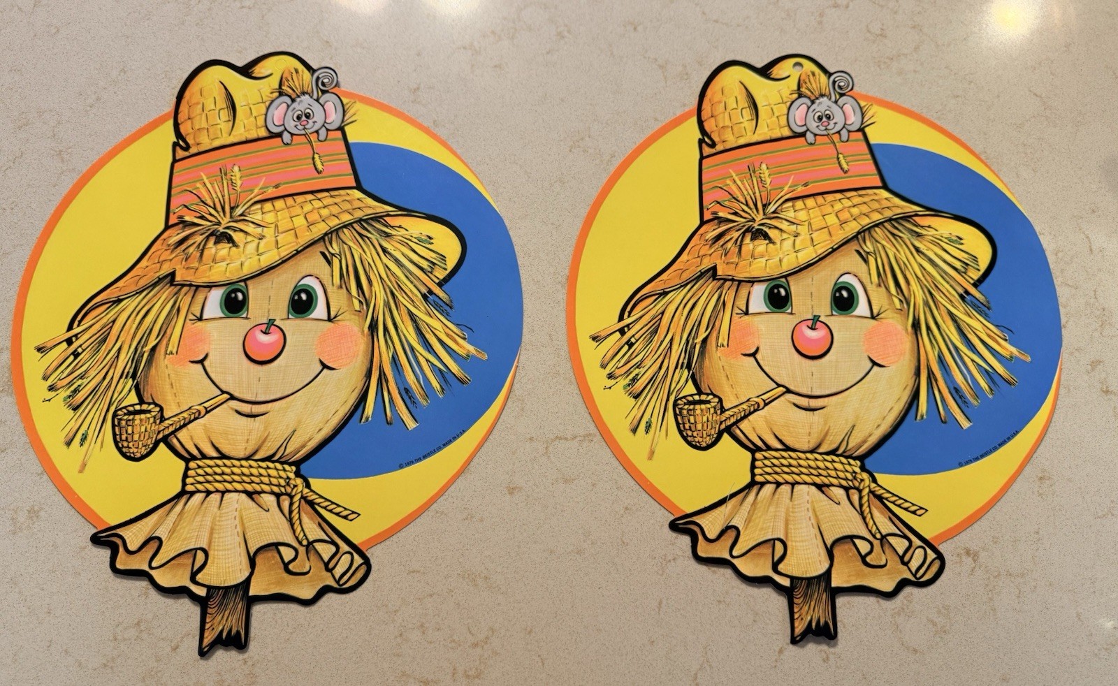 Vintage NOS 1979 Beistle Scarecrow Head Die Cut Halloween 12\