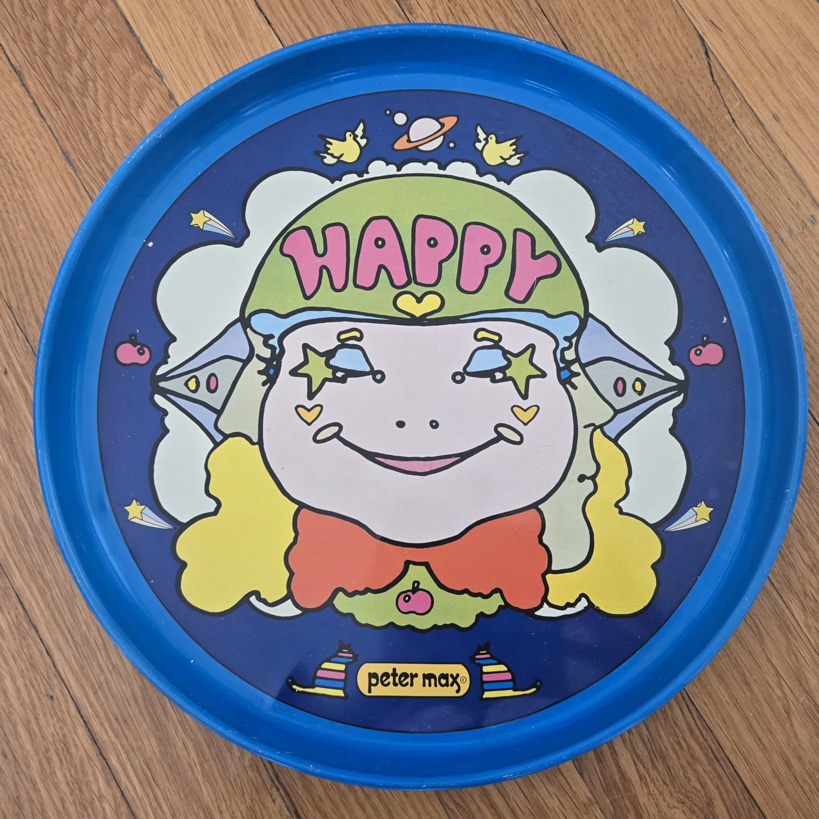 Peter Max Happy Face Metal Serving Tray 13” RARE 