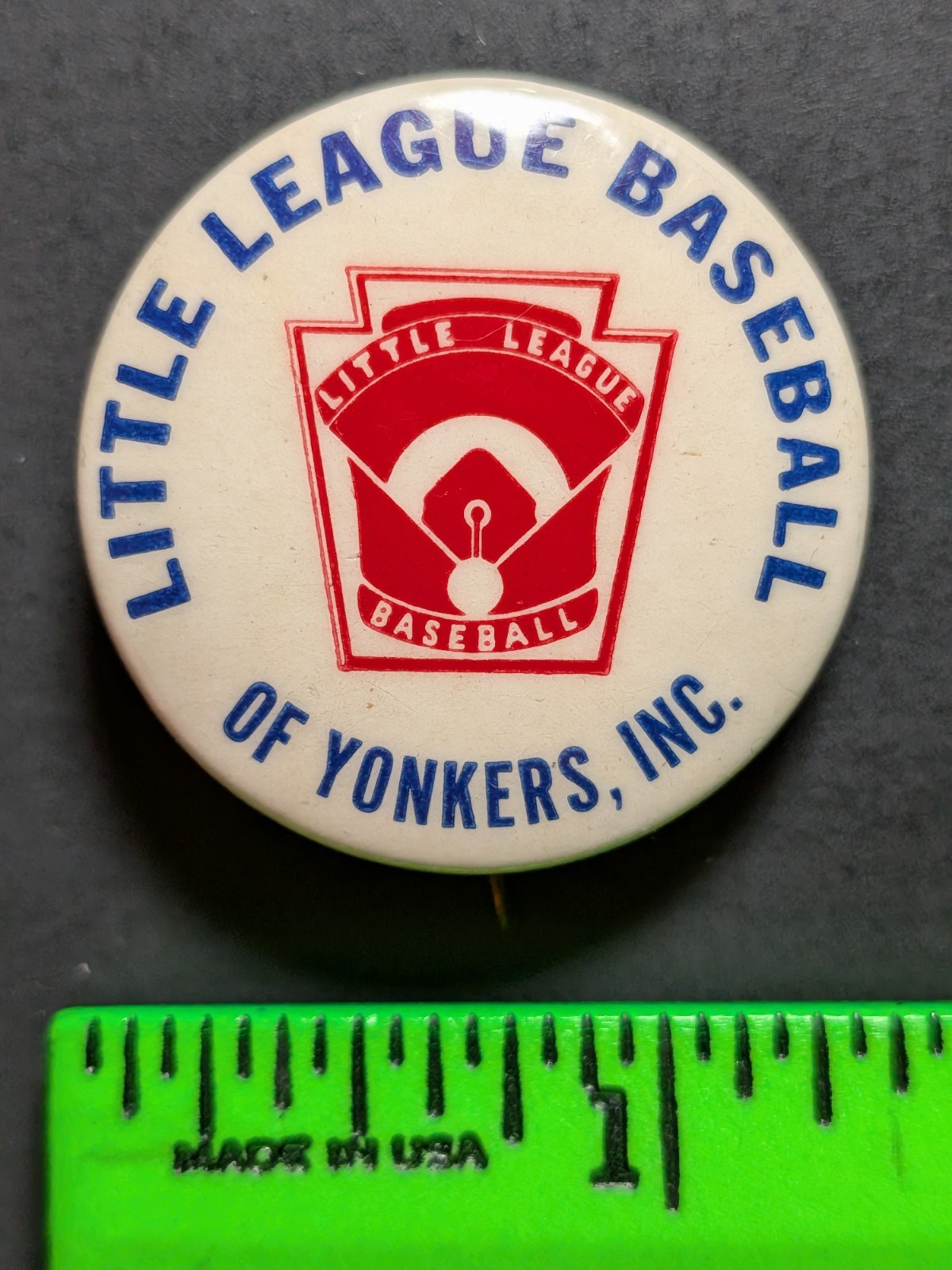 Vintage Little League Baseball Yonkers NY Pinback Pin