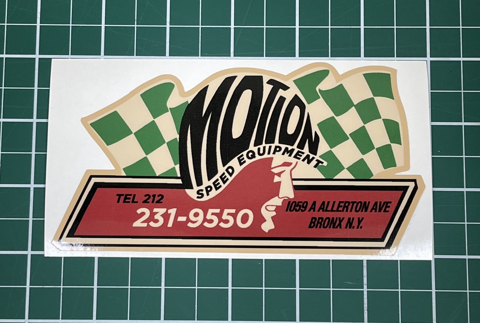 NEW MOTION Speed Equipment Bronx NY. Vintage 60\'s Racing Decal sticker