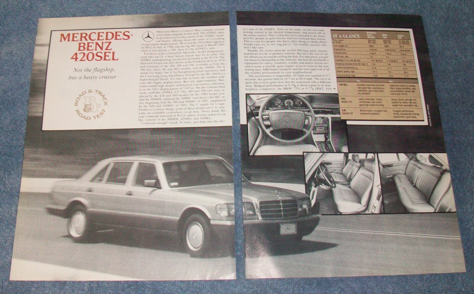 1987 Mercedes-Benz 420 SEL Vintage Road Test Info Article 420SEL