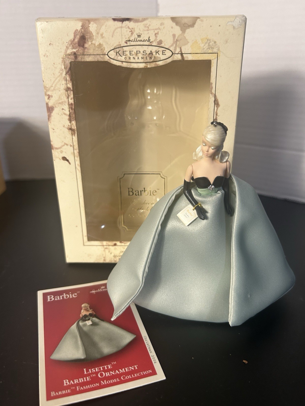 Hallmark Barbie Fashion Model Lisette Ornament 2004 In Box With Display Stand