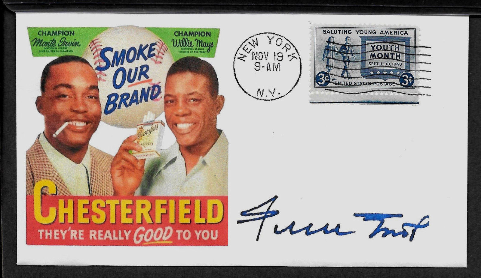 1954 Willie Mays & Monte Irvin Cigarette Ad Featured on Collector Envelope A558