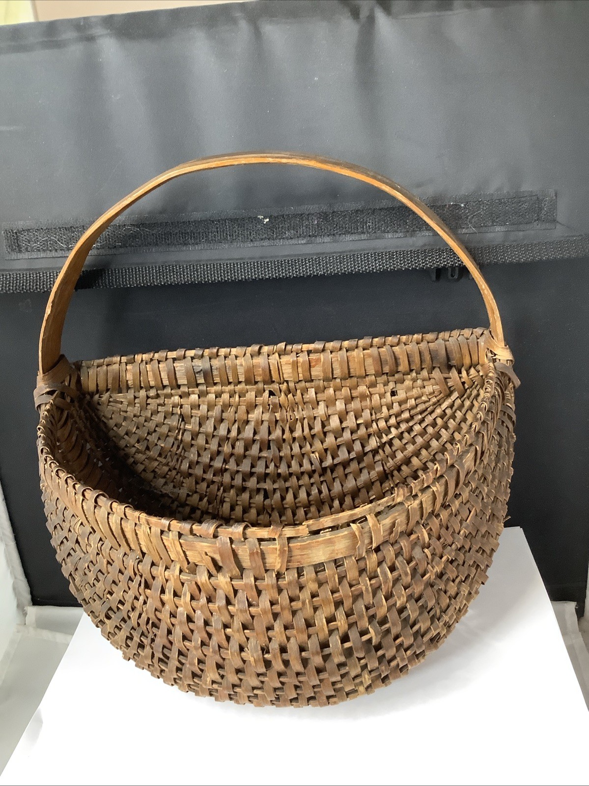 Vintage Handmade Handwoven Half Hanging Buttocks Basket Appalachia