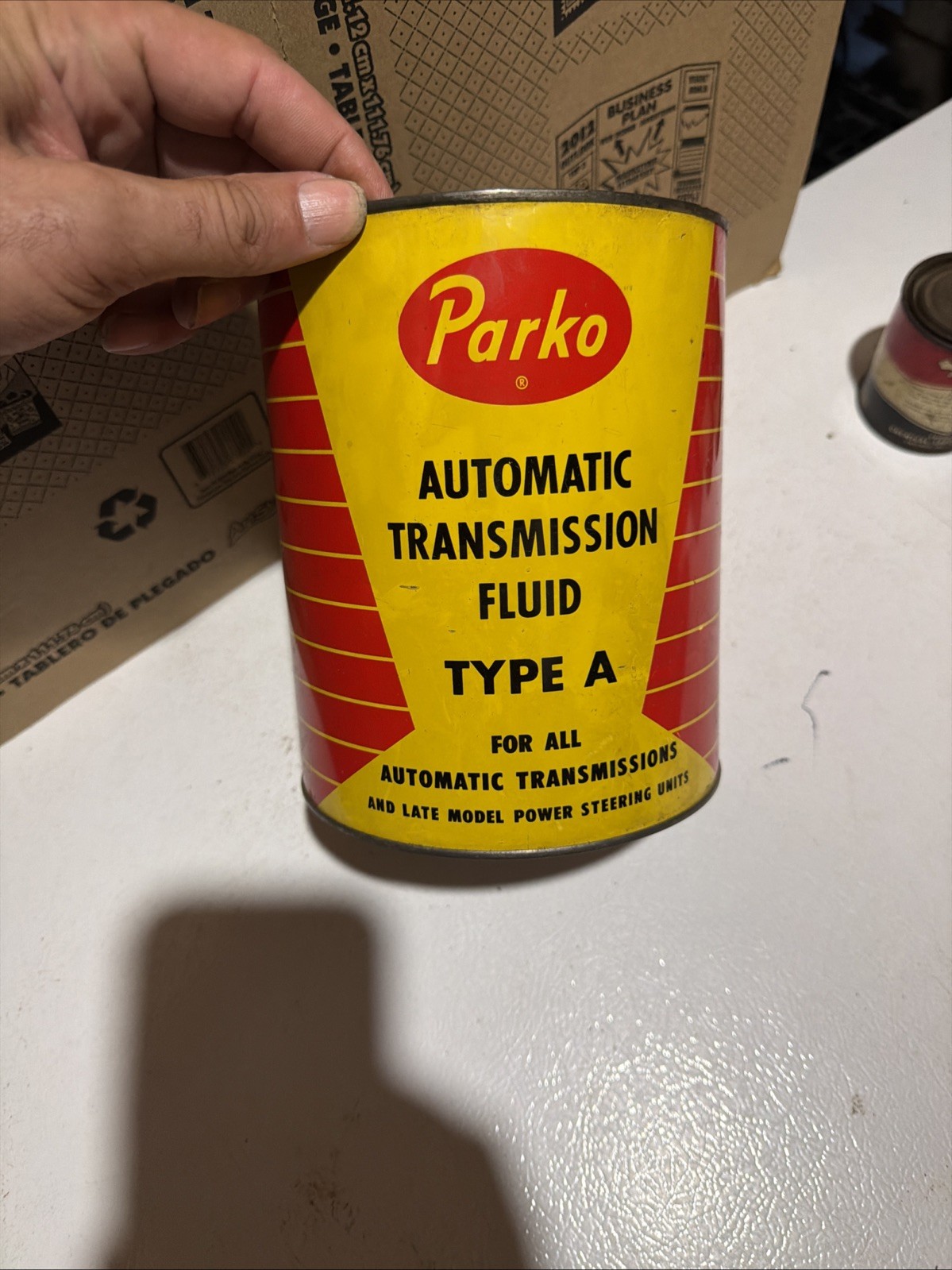 Parko ATF Quart Metal Oil Can Vintage, Detroit Michigan No Cover And Empty Parko ATF Quart Metal Oil Can Vintage, Detroit Michigan No Cover And Empty