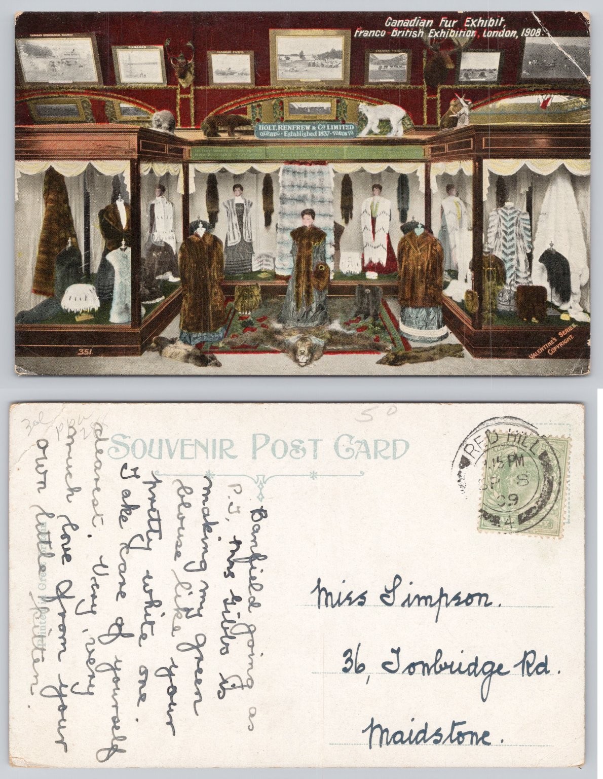 1908 Canadian Fur Exhibit London Franco-British Exhibition Postcard