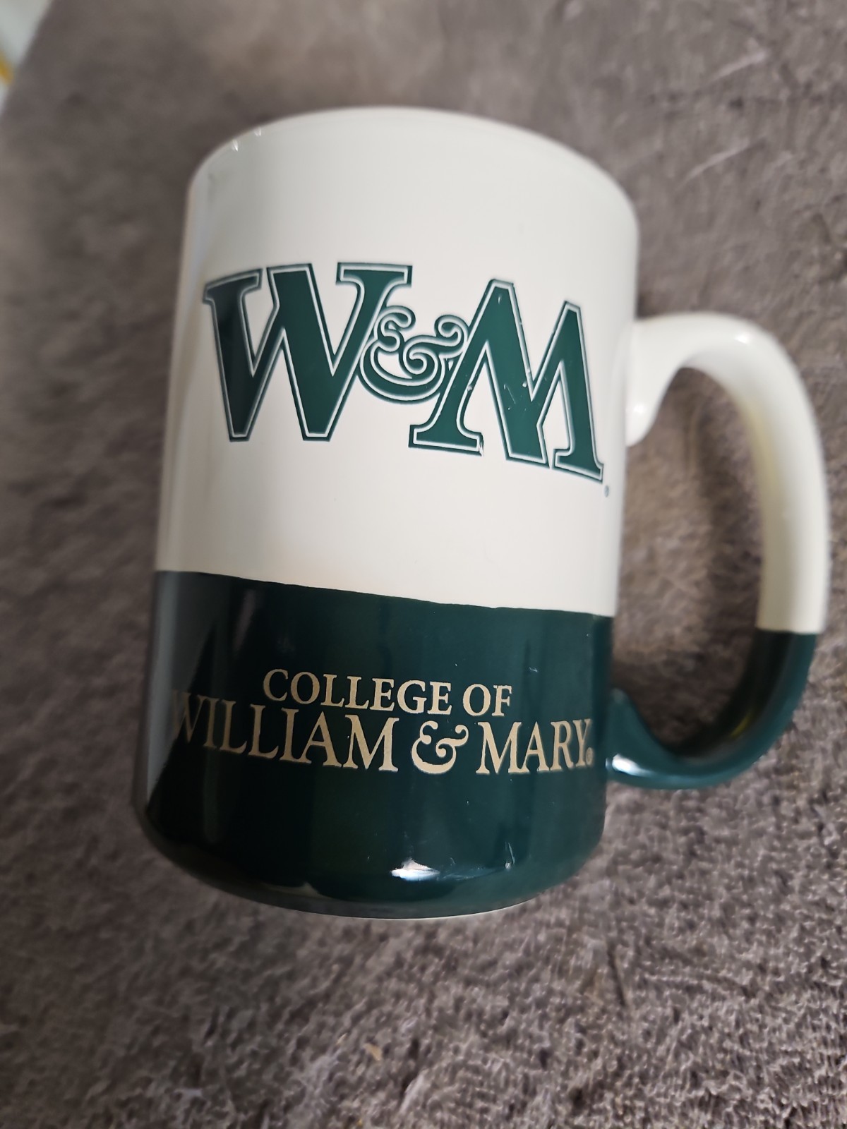 William And Mary College Ceramic Coffee Cup Mug Green/White 12 oz Tea William And Mary College Ceramic Coffee Cup Mug Green/White 12 oz Tea