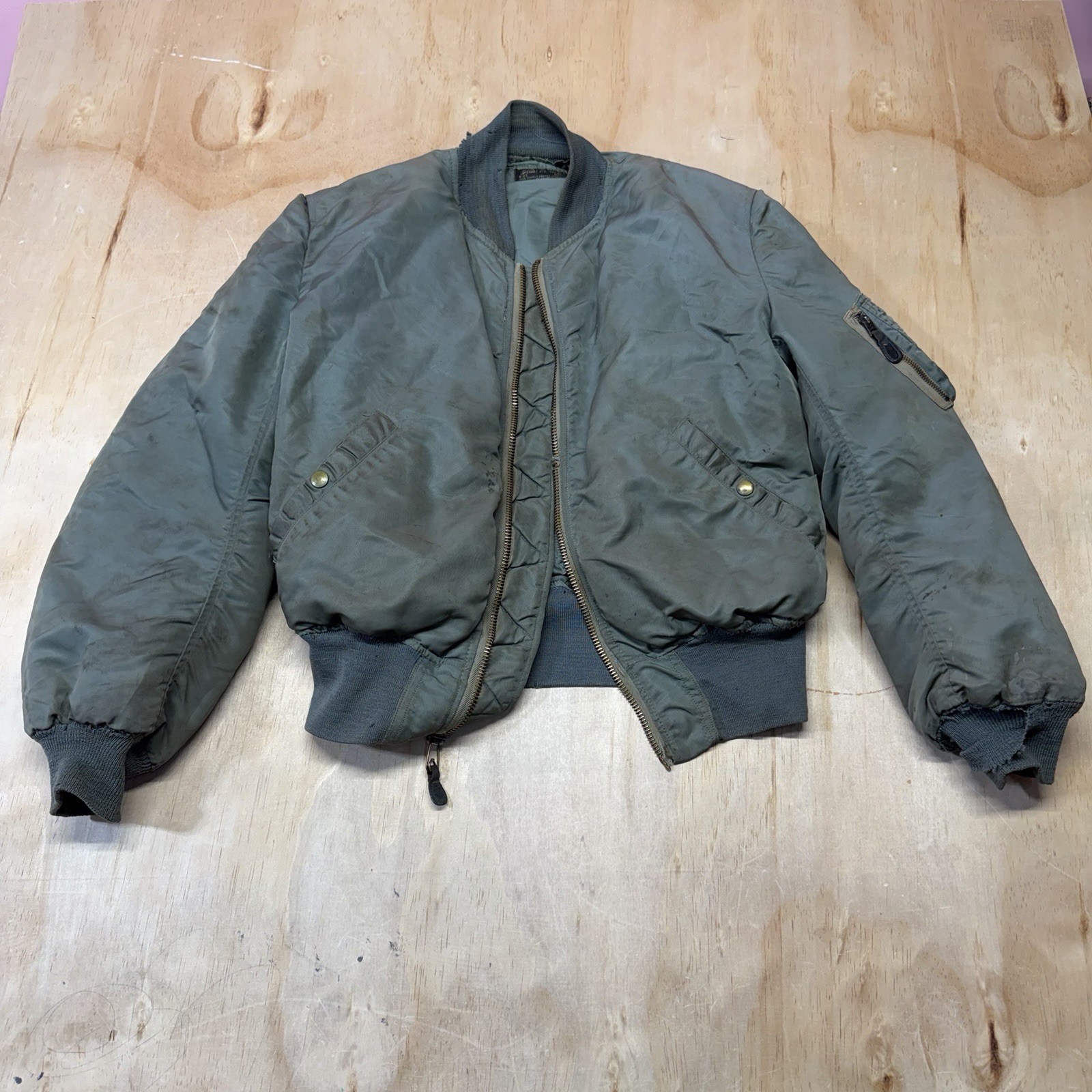 Vintage Air Force Olive Green MA-1 Flight Jacket - Vietnam, Military MIL-J-8279 Vintage Air Force Olive Green MA-1 Flight Jacket - Vietnam, Military MIL-J-8279