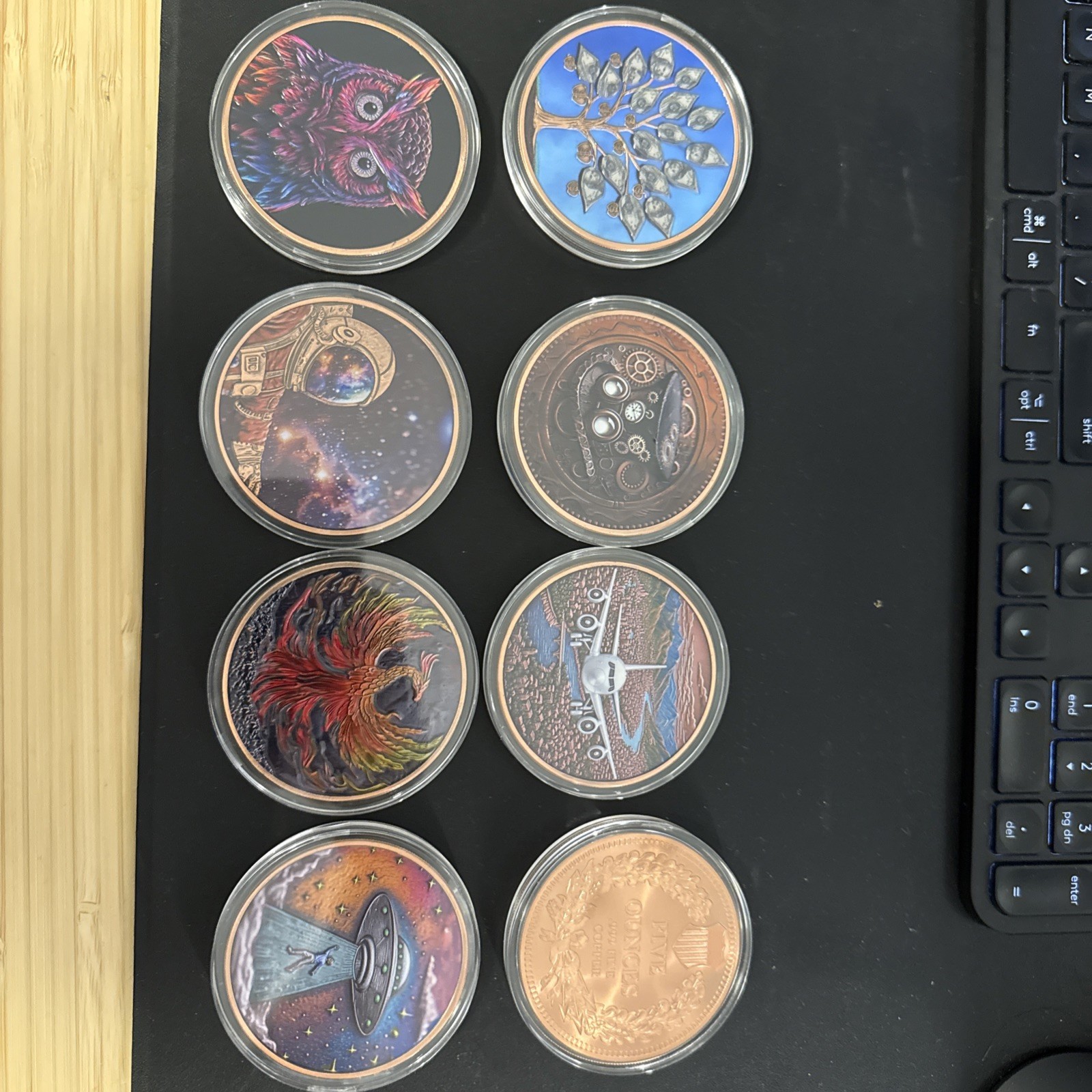 .999 Fine Copper Collection 5oz 5  AVDP Owl Plane Alien Space Phoenix
