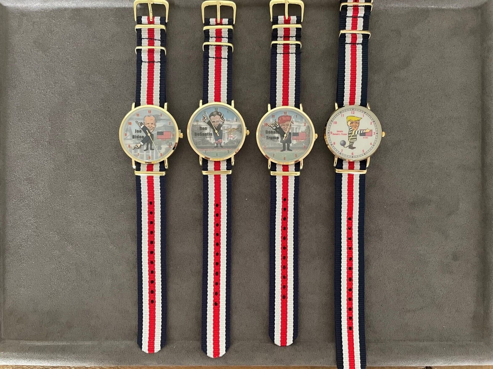 Lot of Four (4) Collectible Caricature Watches - Trump, Biden and DeSantis
