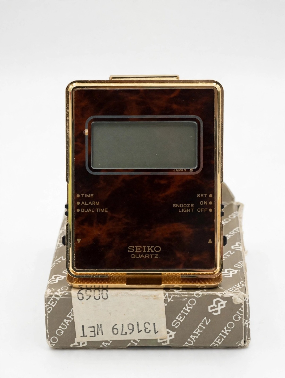 Seiko Quartz Travel Alarm Clock Brass Slide Cover EK202B Boxed Untested