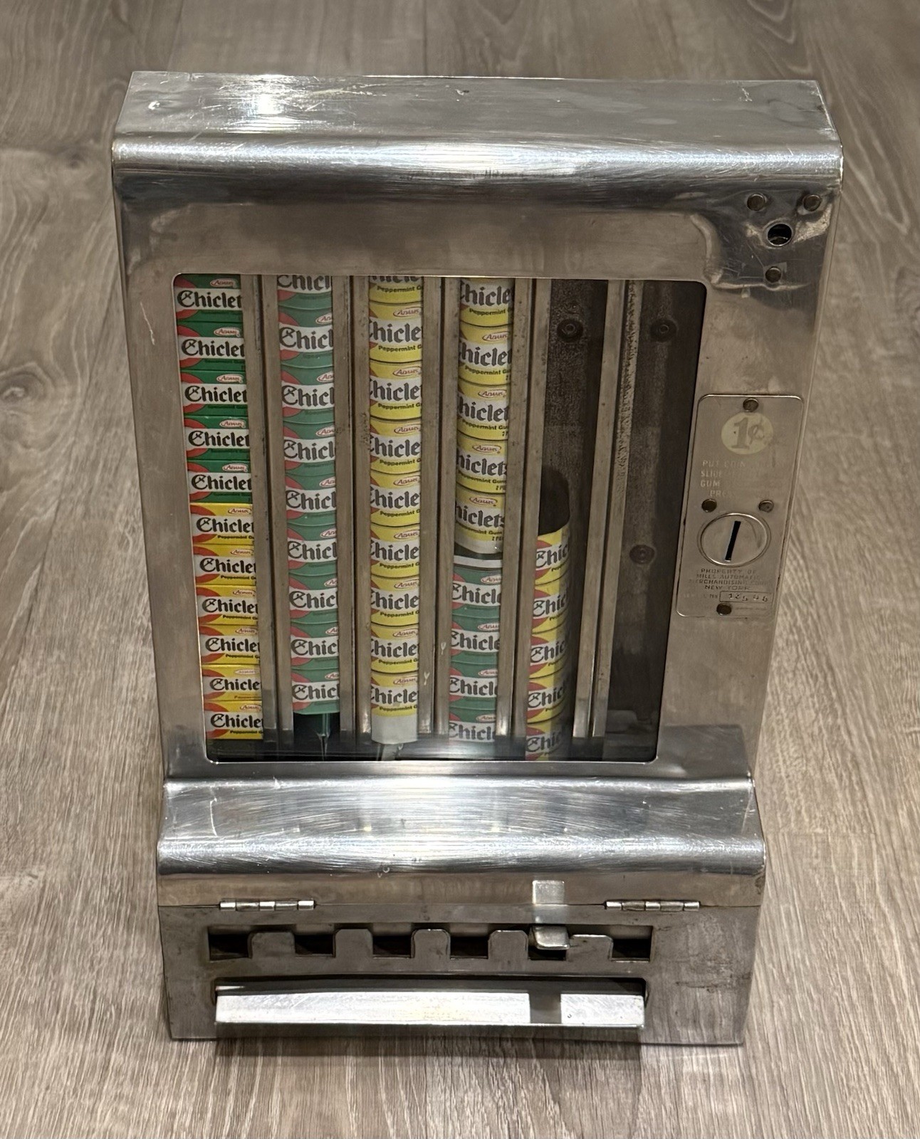 Antique 1930s Mills Adams Automatic 1-Cent Coin-Operated Gum Vending Machine