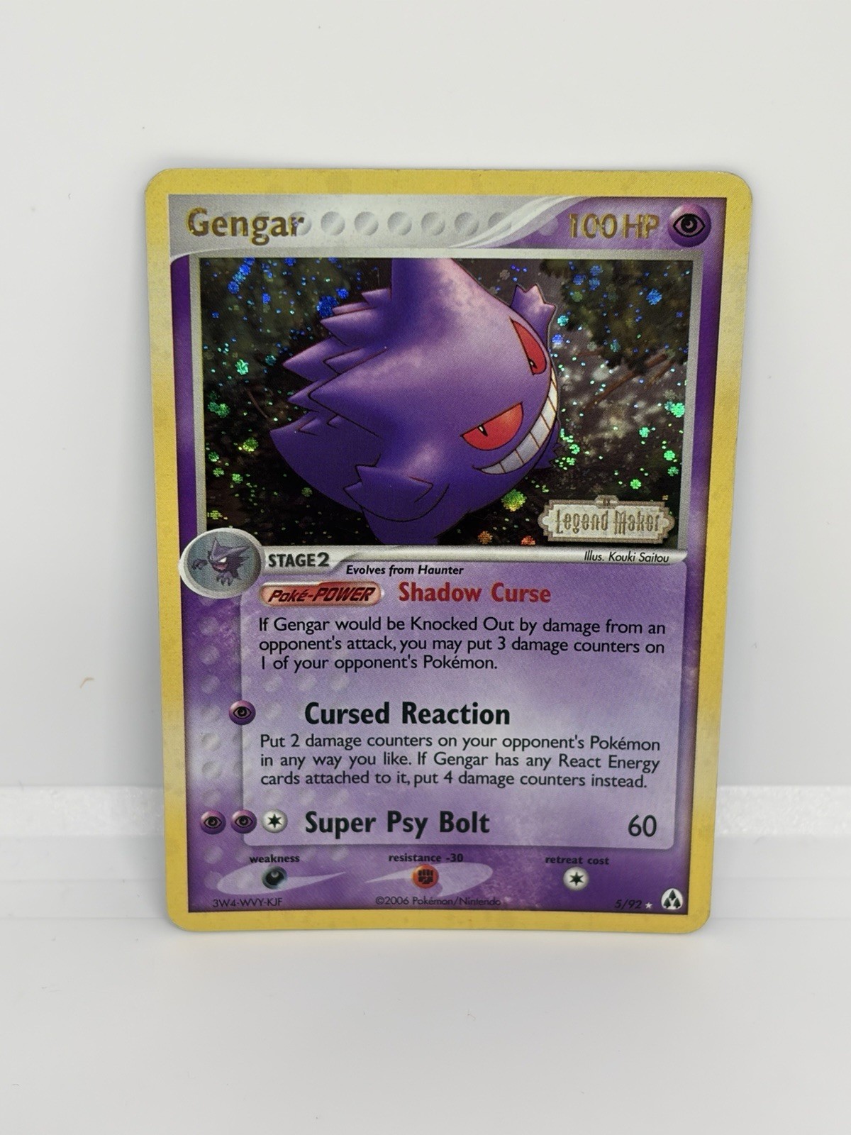 Pokemon TCG- Gengar 5/92 Stamped Holo EX Legend Maker SWIRL LP PLUS