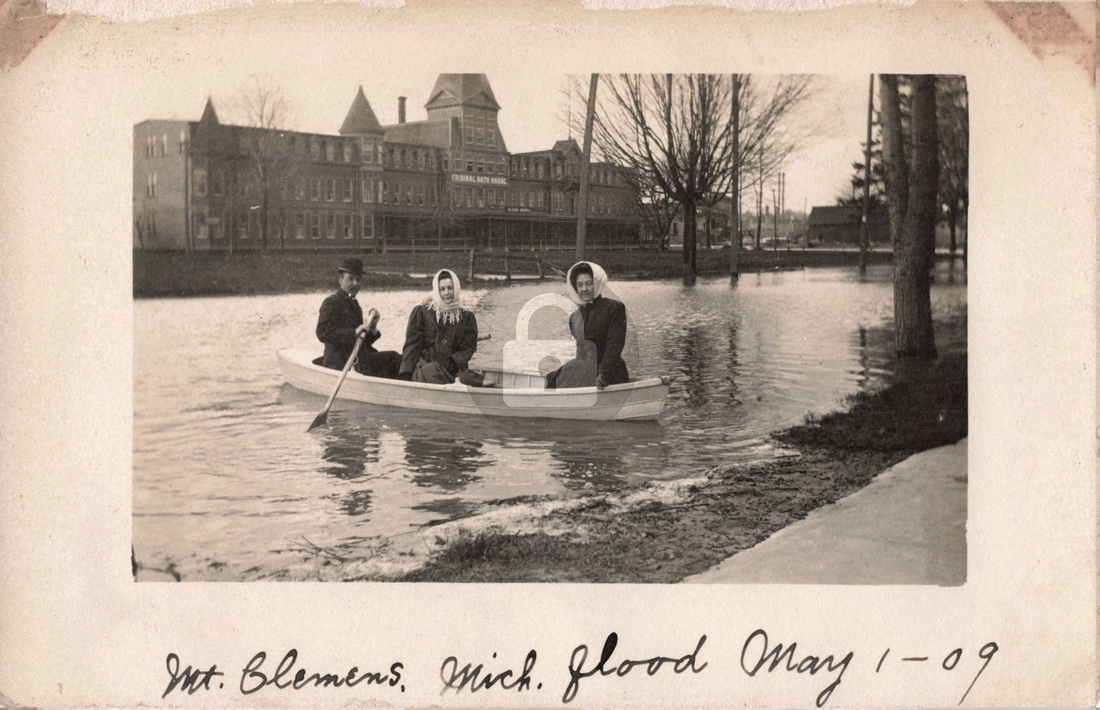Mt. Clemens flood MI Michigan 1909 RPPC Photo Postcard COPY