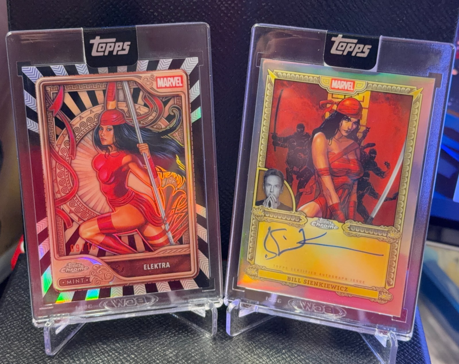 2026 Topps Mint Marvel Elektra #6 Black Foil 9/10 & Auto Bill Sienkiewicz CA-BS 2026 Topps Mint Marvel Elektra #6 Black Foil 9/10 & Auto Bill Sienkiewicz CA-BS
