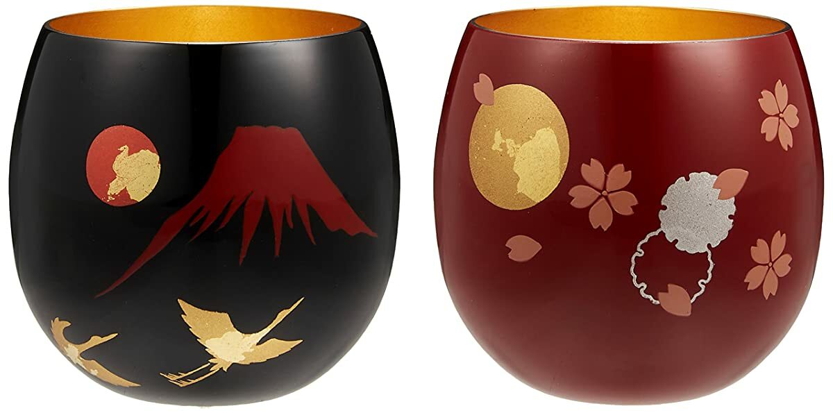 Asahi Japanese sake, shochu glass red, black 70ml UrushiMigaku circle madoka sak