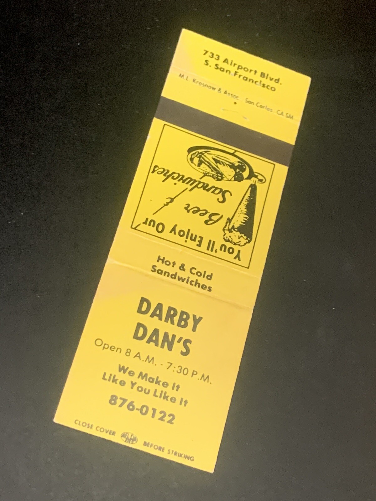 Vintage California Matchbook “Darby Dan’s” San Francisco Vintage California Matchbook “Darby Dan’s” San Francisco