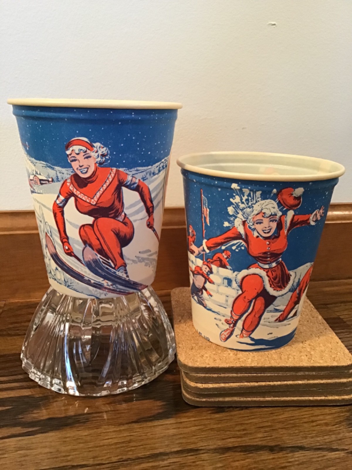 NOS Vintage MCM Frosty Treat Dixie Wax Paper Ice Cream Shake Pint Cup Lot