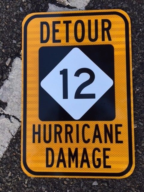 OBX NC 12 road sign Detour hurricane 12