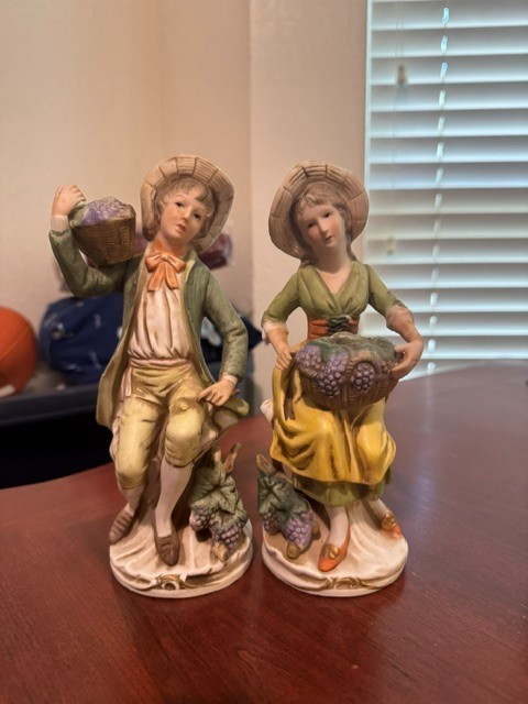 Vintage Homco 1258 Porcelain Figurine Pair Boy & Girl Grape Harvest Vintage Homco 1258 Porcelain Figurine Pair Boy & Girl Grape Harvest