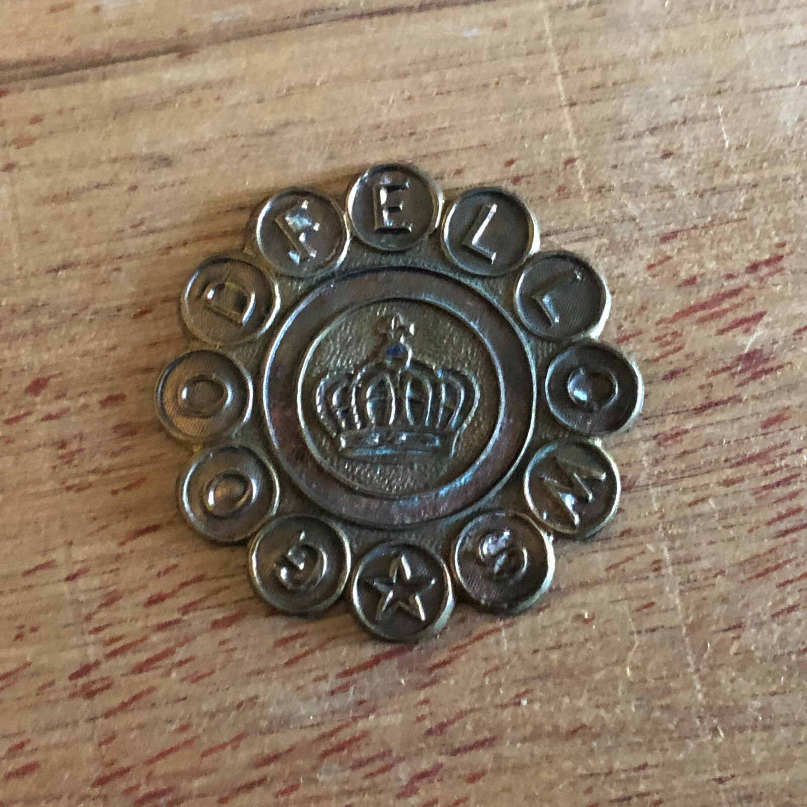 Royal Society Of Goodfellows Crown Emblem With Pin Removed From Back Vtg Antique
