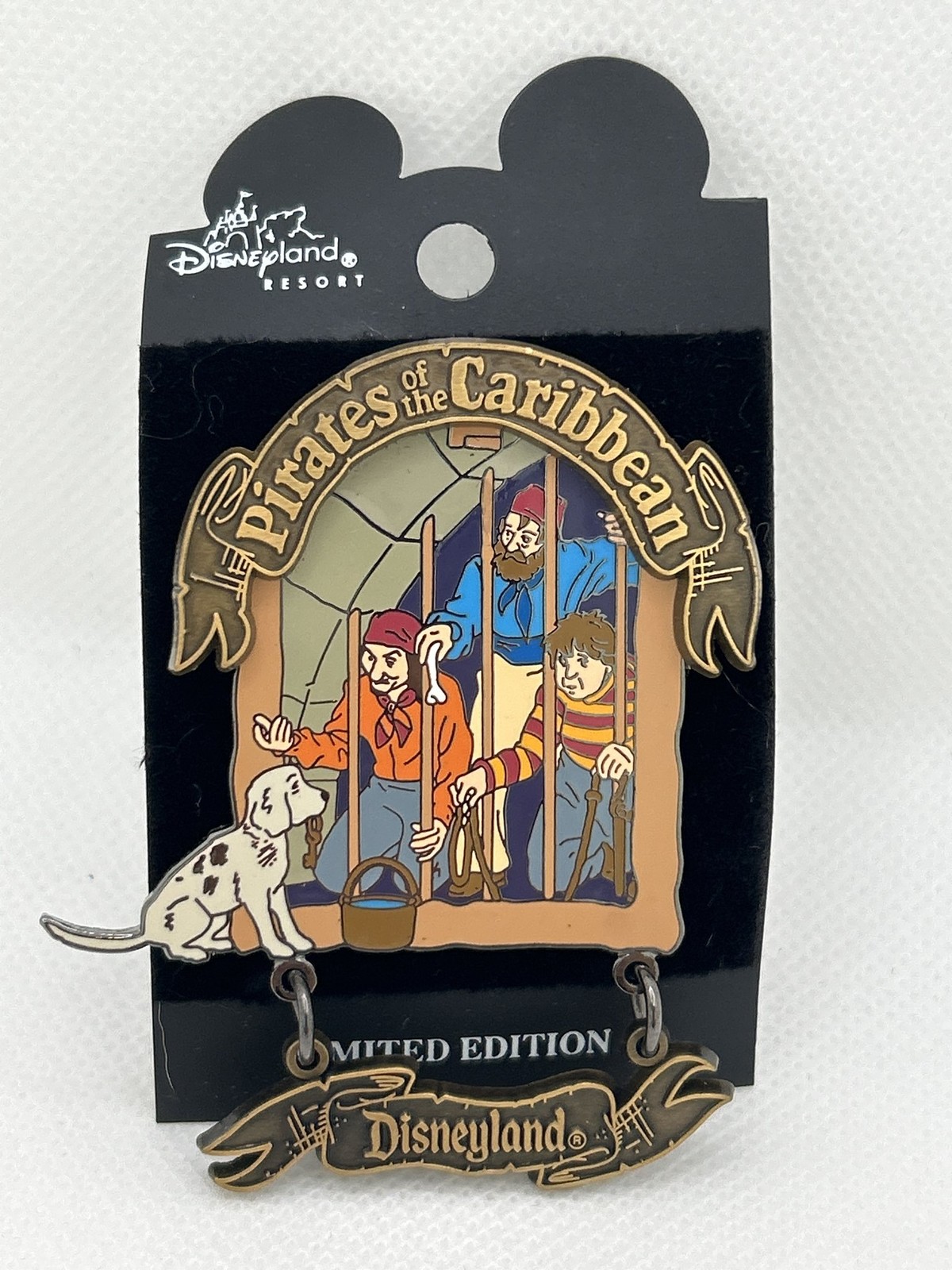 Disneyland Pirates of the Caribbean Jail Dog Pin Limited Edition Dangle Disneyland Pirates of the Caribbean Jail Dog Pin Limited Edition Dangle