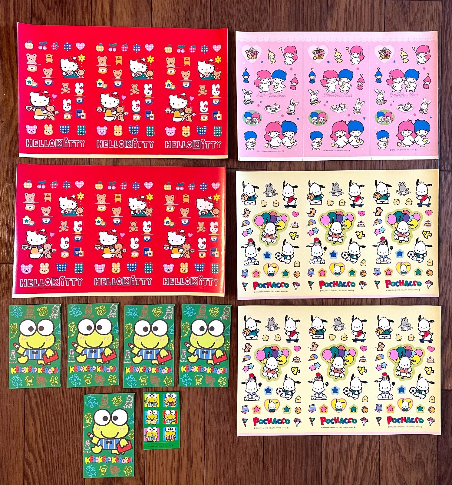 Vintage SANRIO Kiki Lala Keroppi Pochacco Hello Kitty Sticker Envelope Set B3