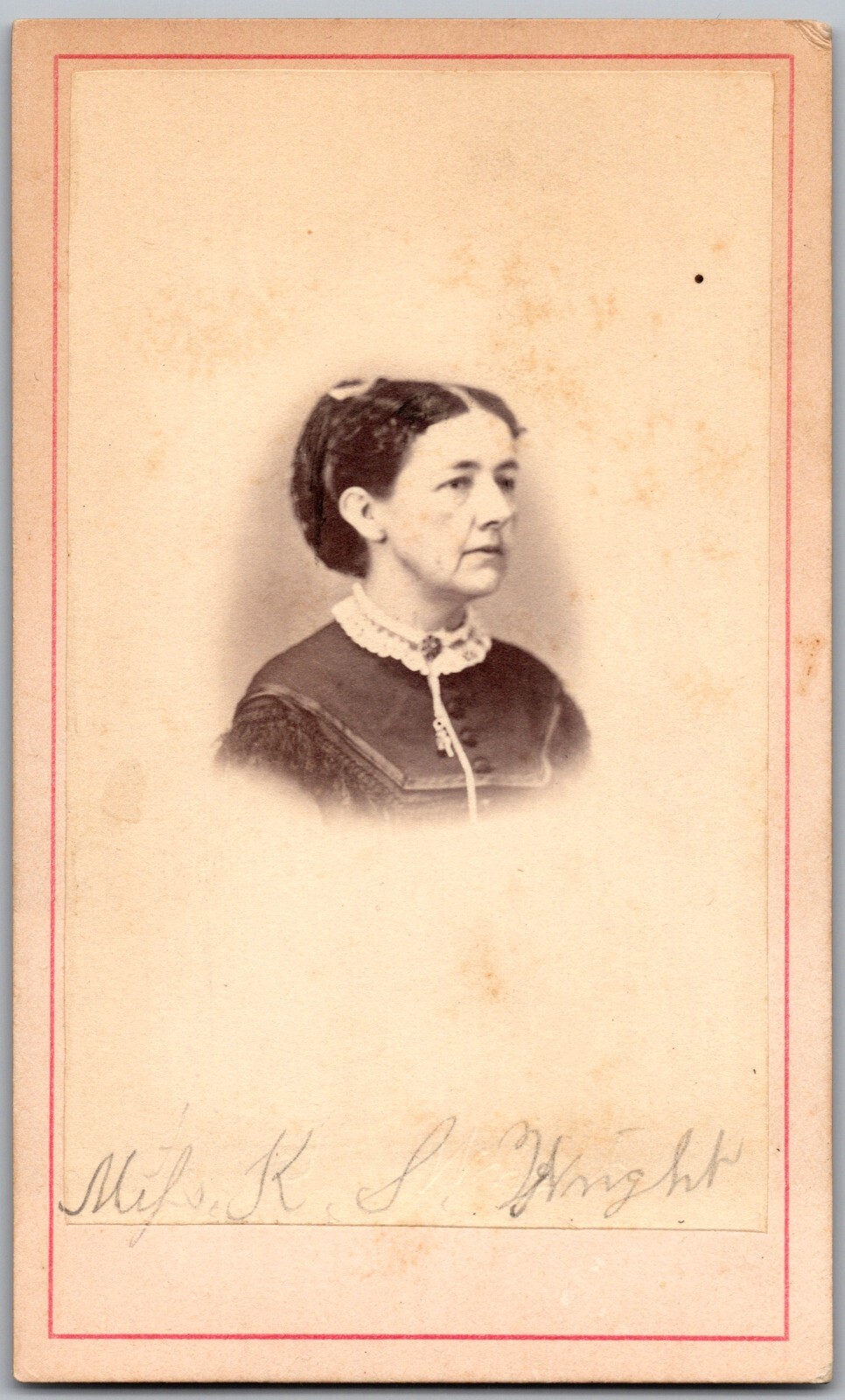 ANTIQUE CDV CIRCA 1860s J. ATWATER GORGEOUS LADY IN DRESS ANGELICA NY