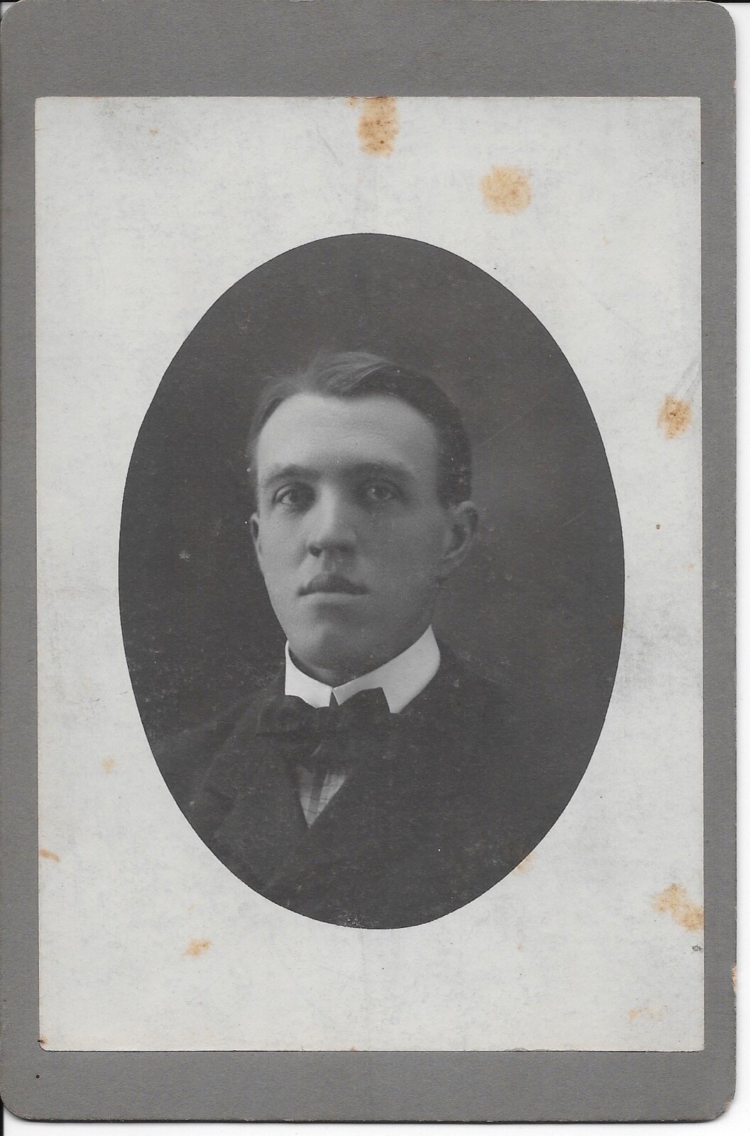 Antique 1880s Cabinet Card Photograph Handsome Young Man Dapper Suit Bow Tie
