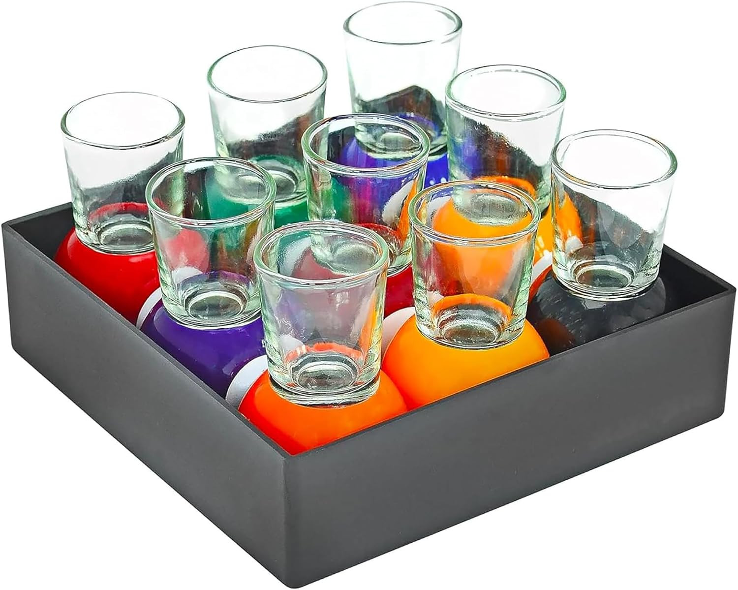 Billiards Pool Ball Shot Glasses, Set of 9 - - Fun Sports Bar Drinking Gift Pac Billiards Pool Ball Shot Glasses, Set of 9 - - Fun Sports Bar Drinking Gift Pac
