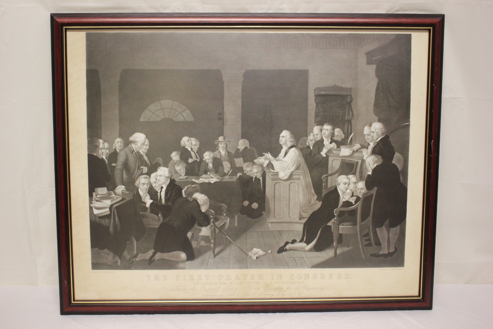 The First Prayer in Congress Carpenters Hall Philadelphia 30.5x24.5 Print Framed