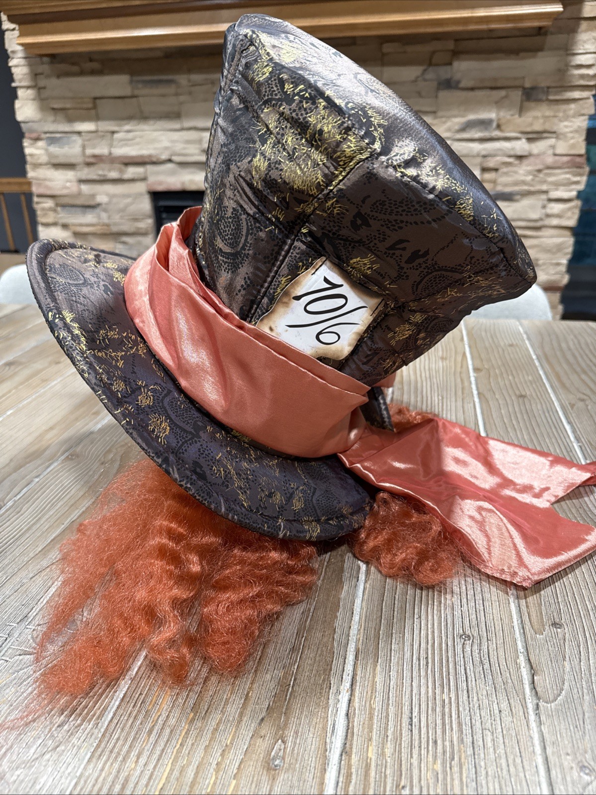 Disney Mad Hatter Top Hat Alice in Wonderland 10/6 Costume Cosplay Brown Orange Disney Mad Hatter Top Hat Alice in Wonderland 10/6 Costume Cosplay Brown Orange
