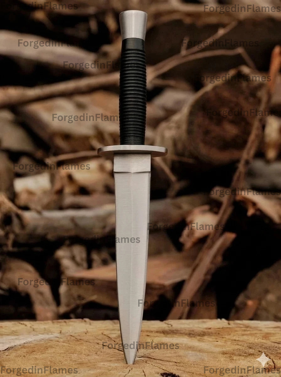 John Nowill Fairbairn Sykes British Commando Knife Ribbed Grip & Leg Sheath NEW