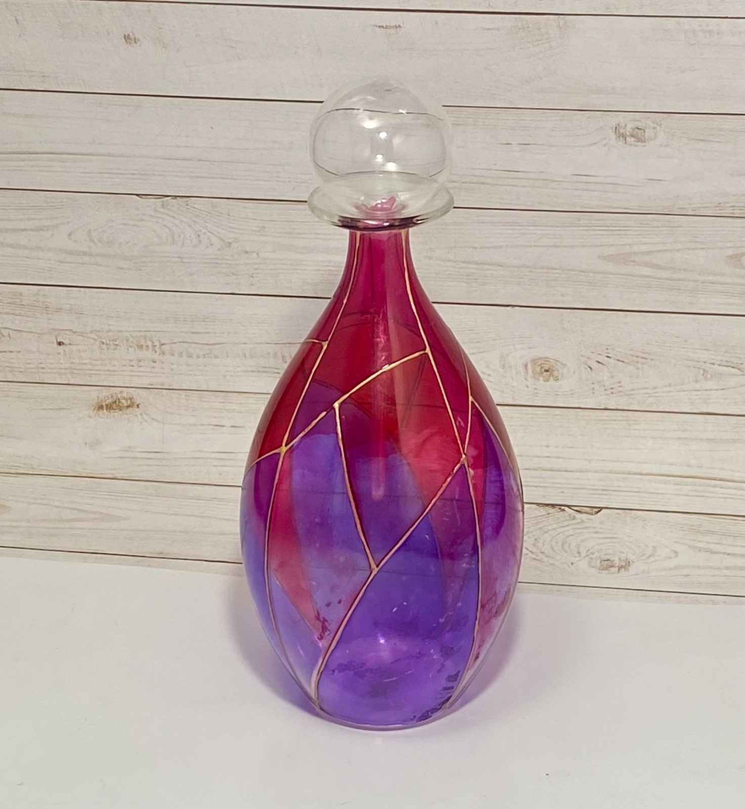 Vintage Soffieria Parise Art Glass Perfume Bottle with Stopper Made in Italy Vintage Soffieria Parise Art Glass Perfume Bottle with Stopper Made in Italy