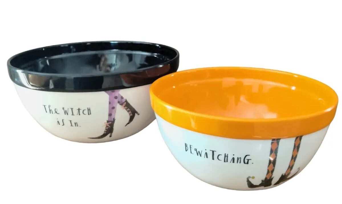 Rae Dunn Halloween TWO Each Mixing Nesting Bowls Witches Legs