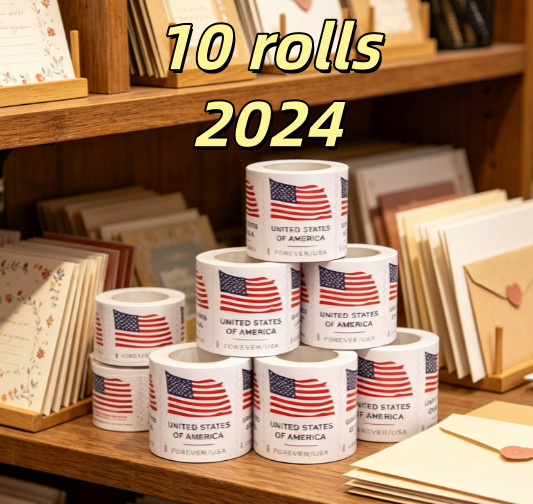 10 Roll Of 100 2024 U.S. Flag First Class US Postage Stamps 1000PCS New-- 10 Roll Of 100 2024 U.S. Flag First Class US Postage Stamps 1000PCS New--