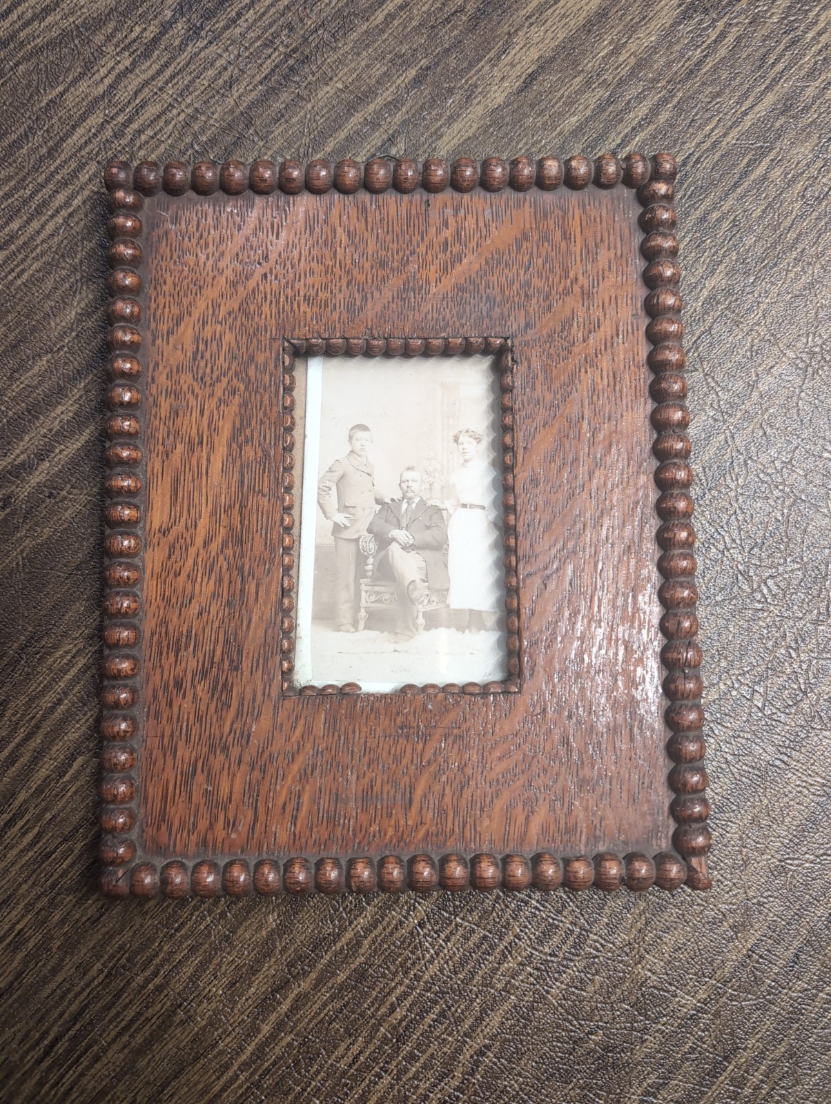 Antique 1893 Danish Folk Art Carved Oak Frame w/ Original 1894 Photo & History