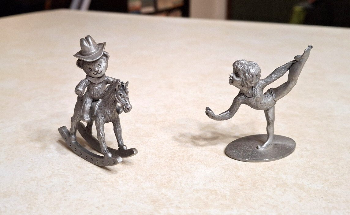 Vintage Spoontiques Pewter Figurines Lot Miniatures Figures Dancer Rocking Horse