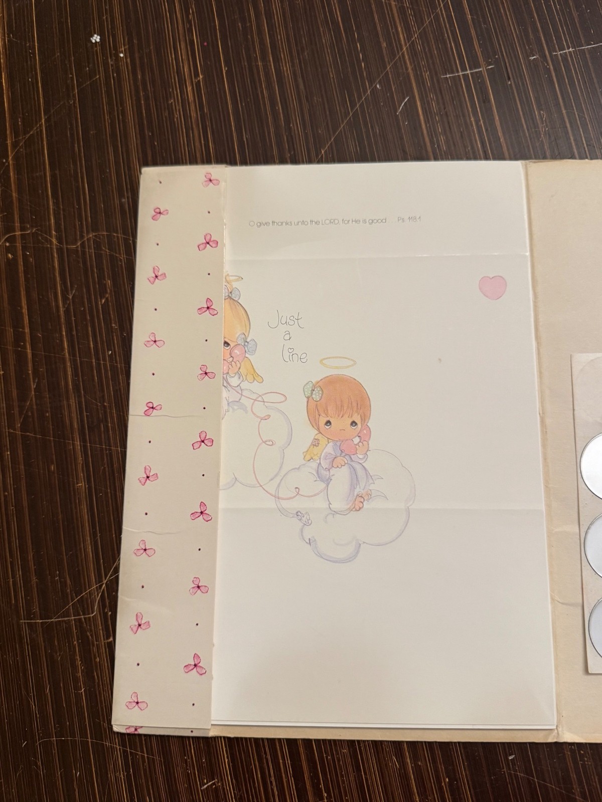 Vintage Precious Moments Stationery Set, Angel Writing Paper with Seals, Psalm 1 Vintage Precious Moments Stationery Set, Angel Writing Paper with Seals, Psalm 1