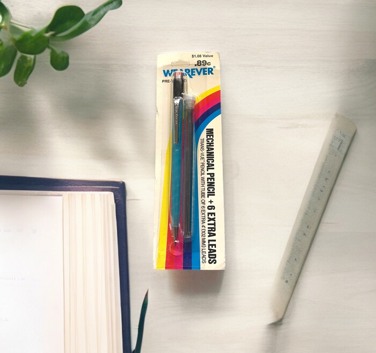 Vtg 1970's WEAREVER Black Trans-Vue Mechanical Pencil w/6 Extra Leads NIP