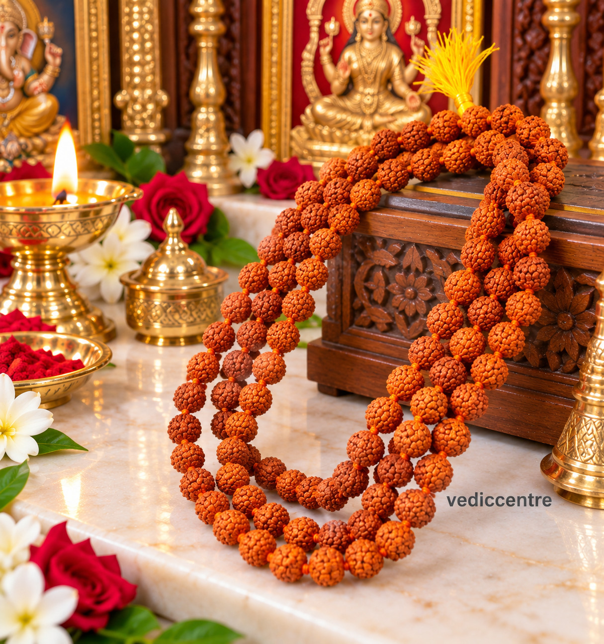 RUDRAKSHA MALA 108 + 1 BEADS ROSARY MALA 7 MM BEADS SIZE AAA+ QUALITY