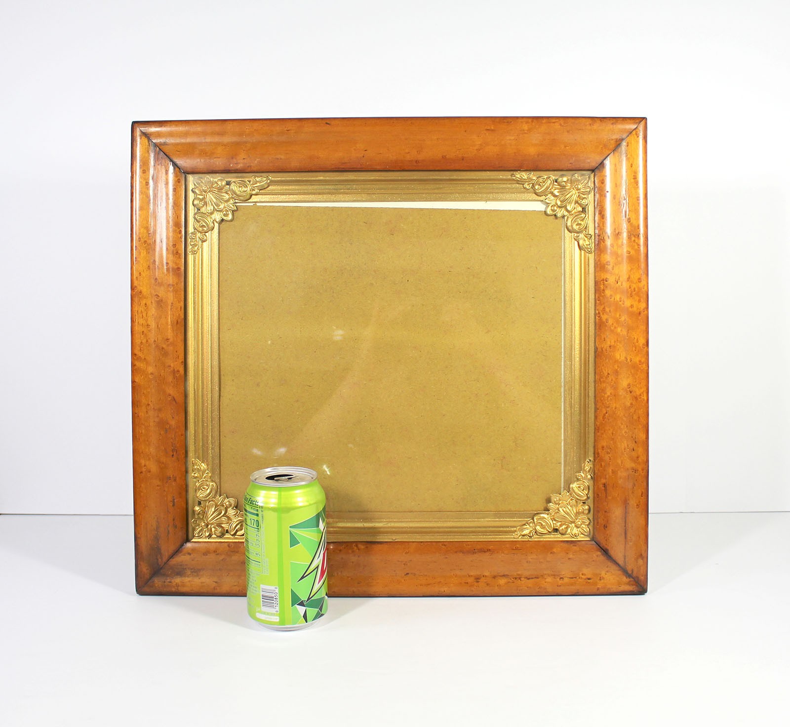 Antique BIRDS EYE MAPLE PICTURE FRAME Veneer 10.5 by 11.5 Inch Opening Hanging