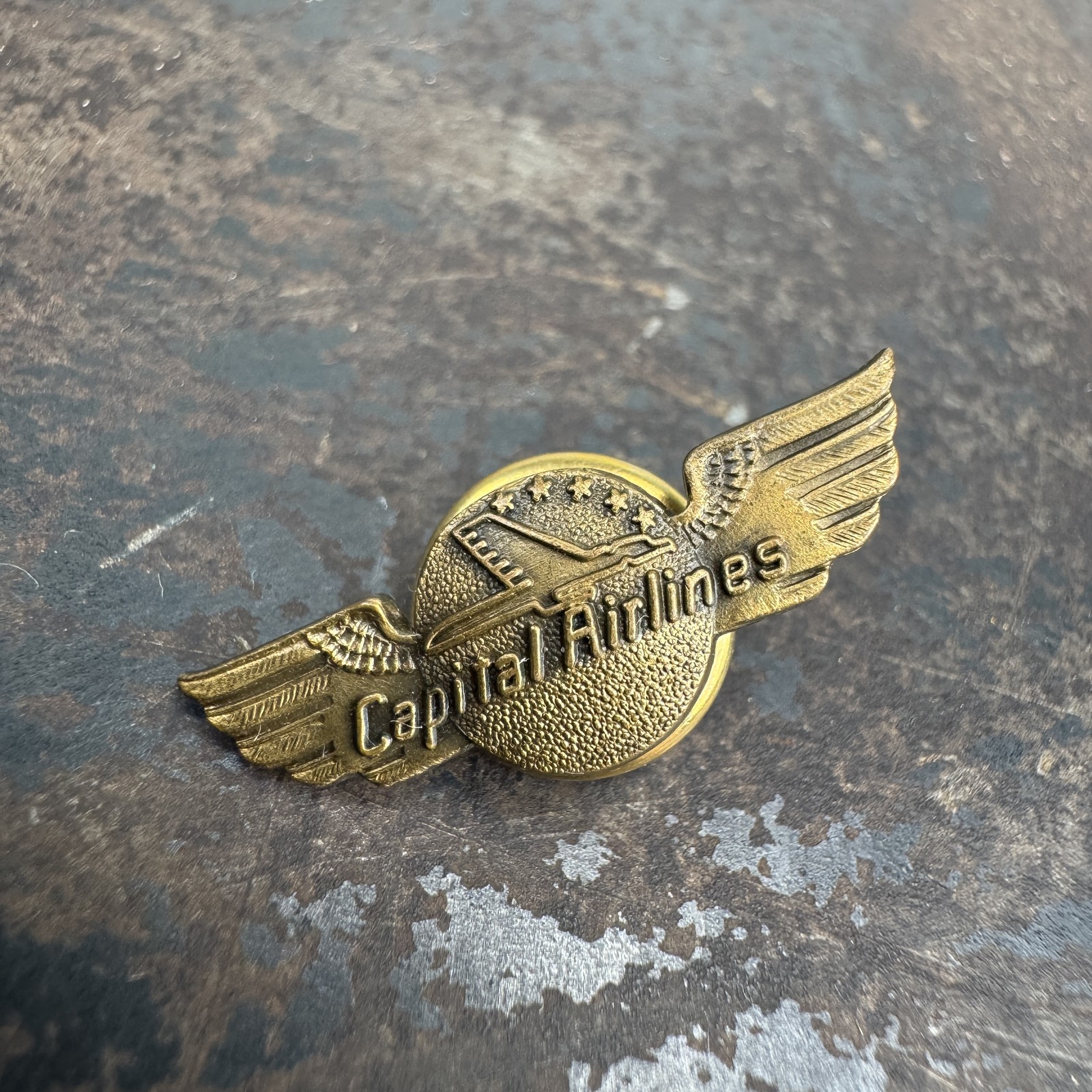 Vtg c.1950s CAPITAL AIRLINES Screw Back Pin / Wings