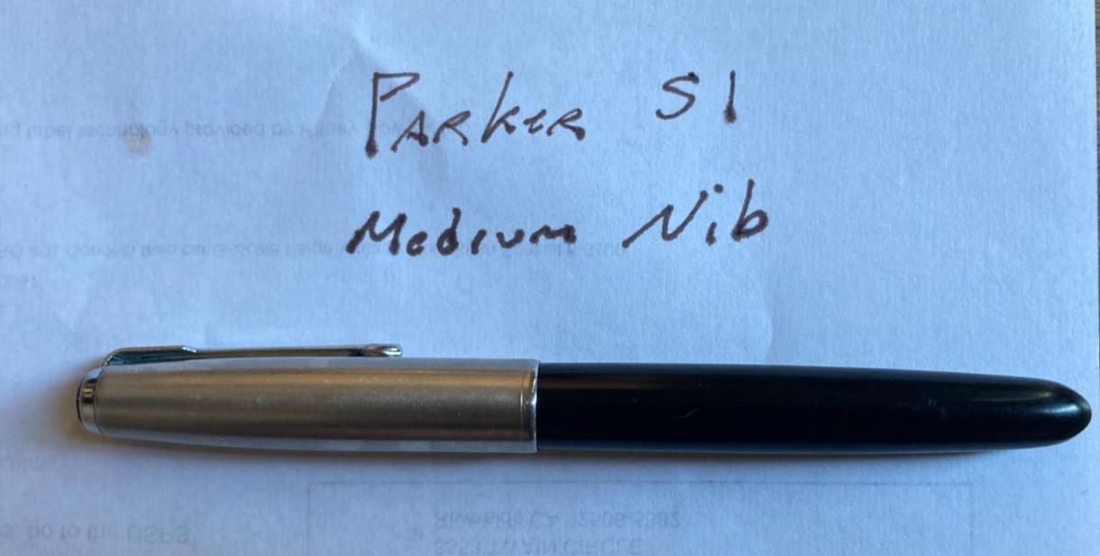 Vintage Parker 51 Fountain Pen Black Steel Jeweled End Cap Aerometric Fill