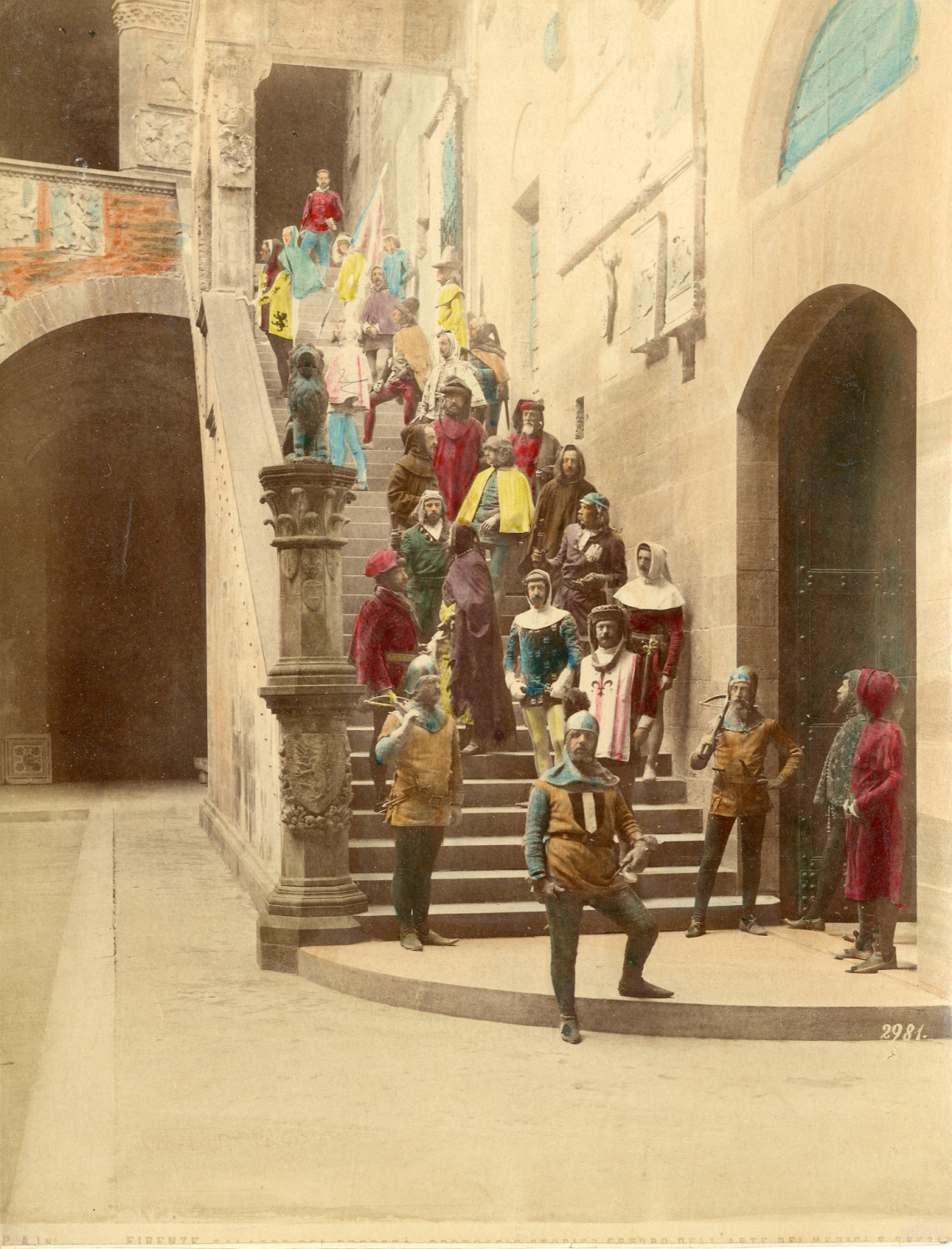 Italy, Florence. Courtyard of Palazzo del Bargello Vintage Albumen Print. Italy. Italy, Florence. Courtyard of Palazzo del Bargello Vintage Albumen Print. Italy.