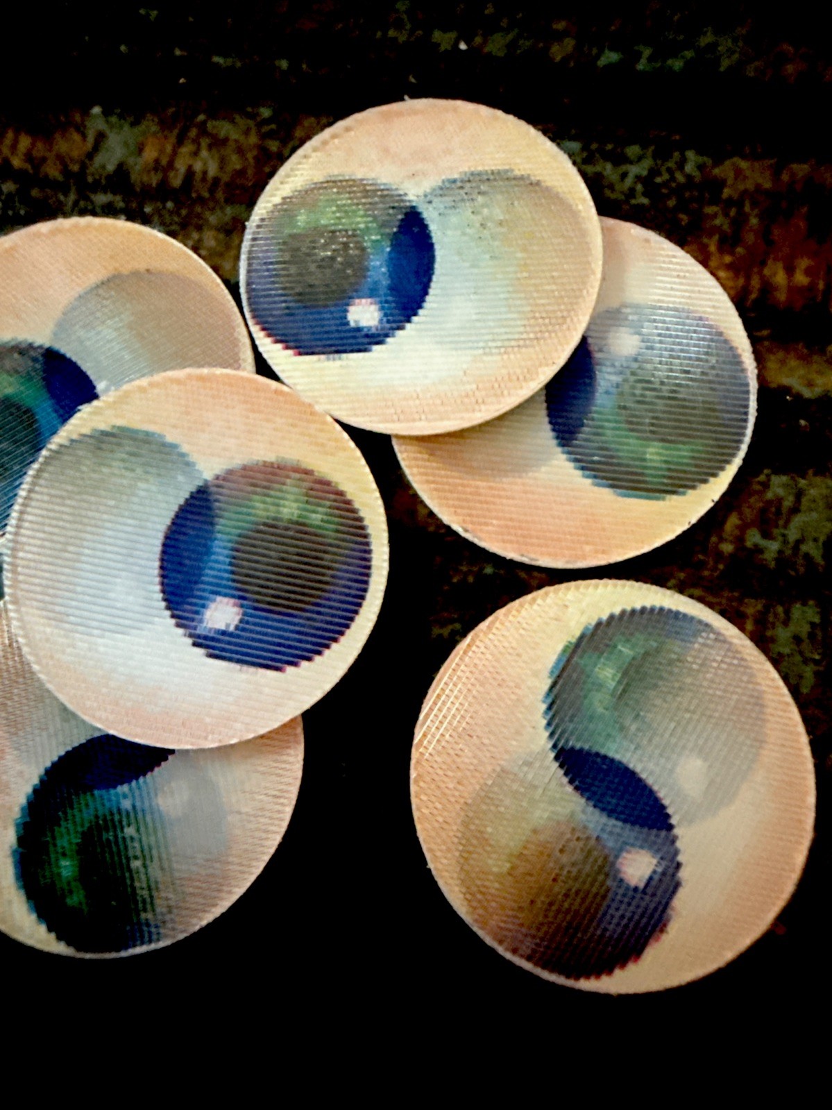 Huge lot-250 Vari Vue Blue-Green small moving motion eyes NOS 1960s