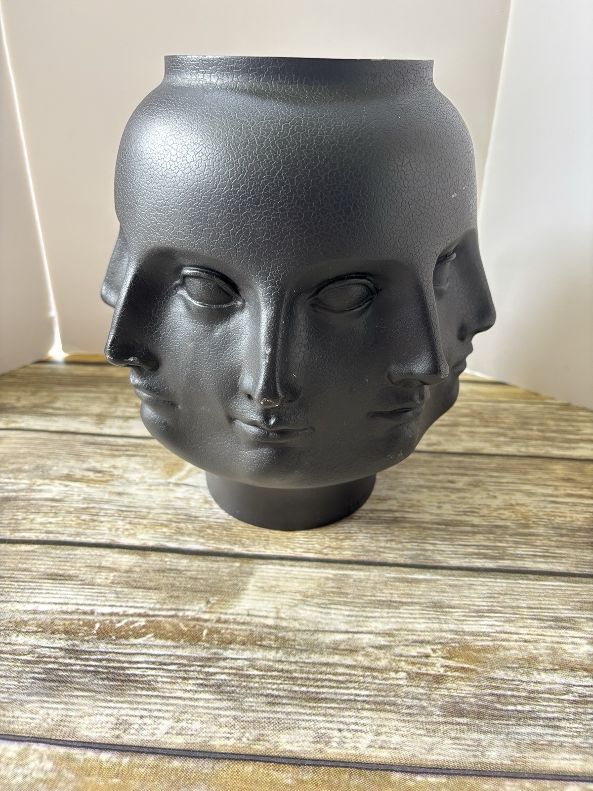 Vtg 2005 TMS Black Perpetual Faces Piero Fornasetti Style Surrealist Art Vase